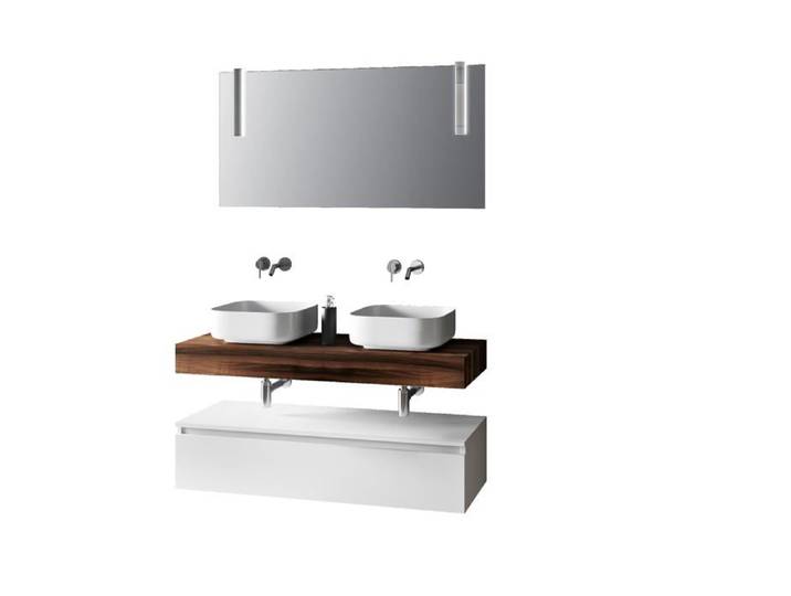 Ensemble de salle de bain 8 pcs ASTRA noyer-blanc