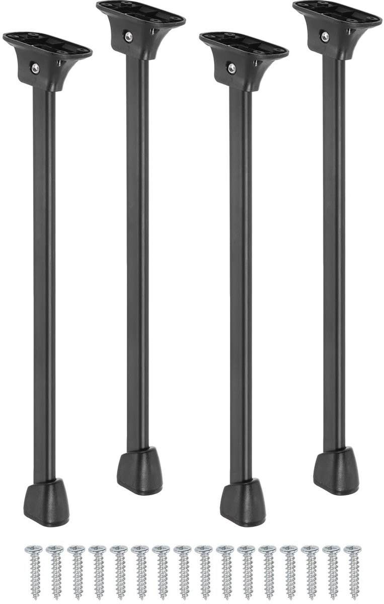 Solidchoice Set van 4 vouwbare tafelpoten, 32,7 cm, zwart