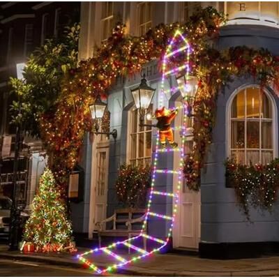 Inspired Finds LED Santa Ladder Climbing Light With 8 Modes USB Powered Christmas Decor 9.84 Ft Color