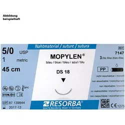 MOPYLEN DS 18 3/0=2 blau monofil, Nahtmaterial Fadenlänge 75 cm (36 Stck.)
