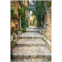 Wallario Gartenposter ca. 60 x 90 cm Alte steinerne Gasse in Südfrankreich