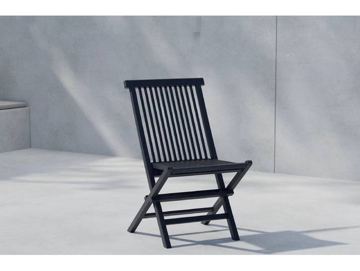 2er-Set Gartenstuhl Ravina - aus schwarzem Teakholz - Schwarz - Luxusbetten24