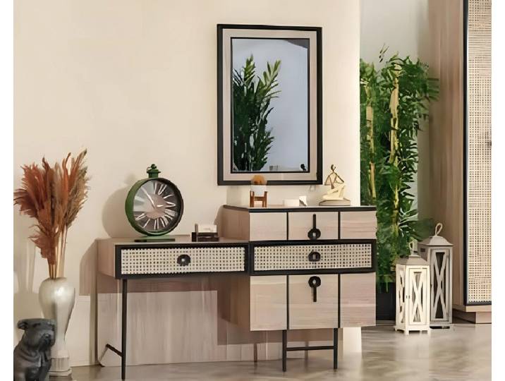 JVmoebel Schminktisch Beige Schminktisch mit Spiegel und Stauraum für Kosmetik (2-St., Schminktisch mit Spiegel), Made in Europa