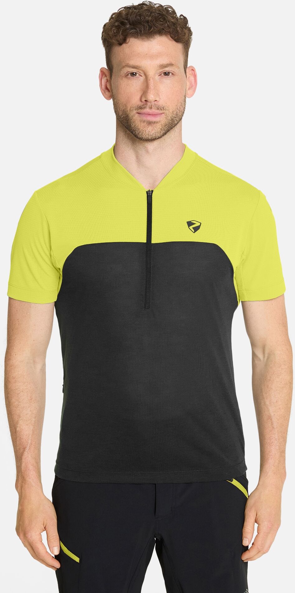 Radtrikot ZIENER "NARIUS-Z", Herren, Gr. 46, schwarz, Obermaterial: 85% Polyester, 15% Baumwolle. Obermaterial 2: 100% Polyester, Trikots Radtrikot schwarz 46