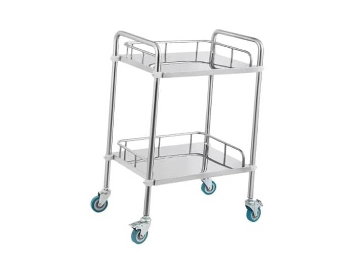 XPJYUA Service Servierwagen Salonwagen aus Edelstahl Labor-Servierwagen mit zwei Ebenen for die Cafeteria