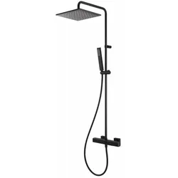 Herzbach Deep Black Duschsäule 36.988250.2.12 mit Brause-Aufputz-Thermostat, schwarz matt