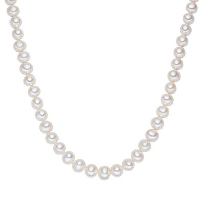 Perlenkette LULU & JANE "LJ293", weiß, Halsketten, Damen, 40,0cm, B: 10mm, Perlenkette, Sterling Silber, B:10mm