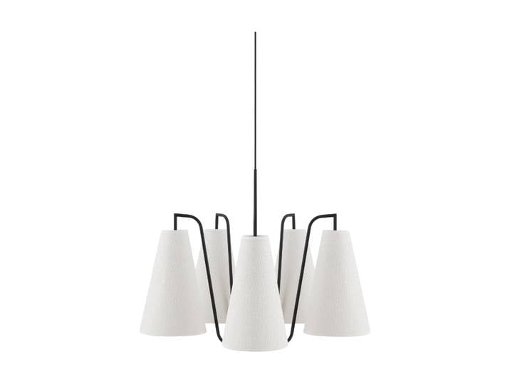 Globen Lighting Lou Pendelleuchte 5, Weißer Bouclé-Schwarz, 67x67 cm