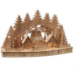 MARELIDA LED Lichterbogen Weihnachtsdorf Winterdorf H: 26,5cm Weihnachtsdeko