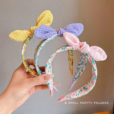 Uplift Essentials Korean Style Rabbit Ear Headband And Adorable Bowknot Hair Hoop yellow