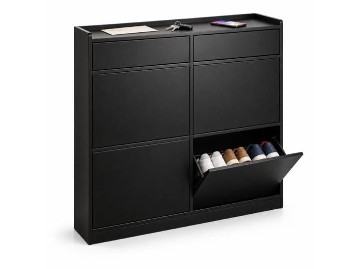 Relaxdays Meuble chaussures, 4 cases + 2 niches