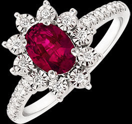 Edenly Ewiges Edelweiss-Ring - Daisy Chic - 750/1000 WeiÃŸgold â€“ Rubin und Di