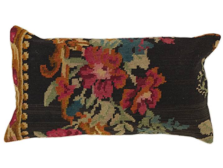 Kelim Rosen Kissen Teppich 49x91 Handgewebt Orientteppich Wolle
