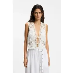 BOSS für Damen. 50556743 Bordeauxfarbene Weste mit weißem Knotenverschluss (38), Lässig, Polyester, Ärmellos / Hosenträger