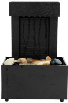 Uplifted Goods Mini Indoor Tabletop Fountain With LED Light For Home And Office Decor black