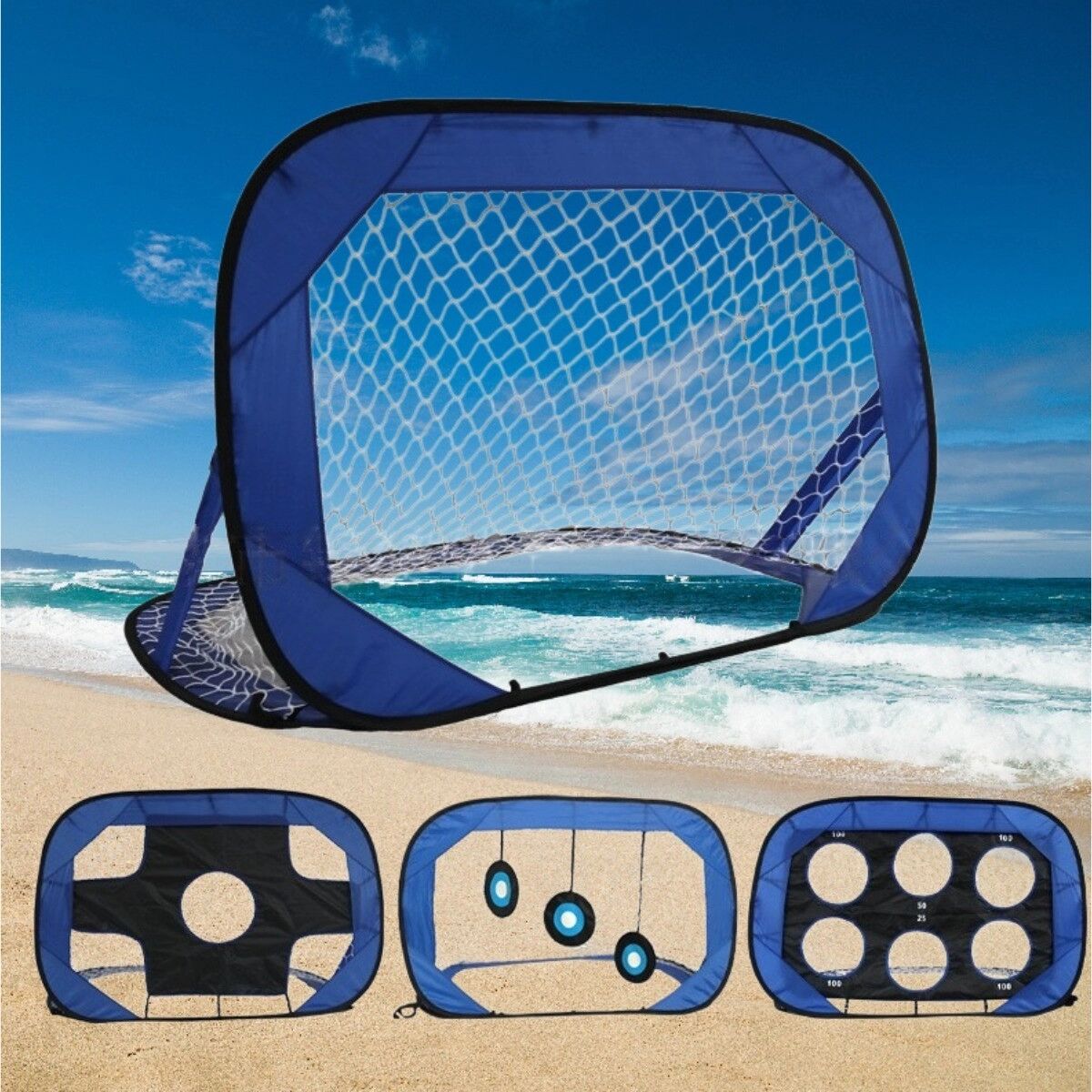 INF 2-in-1 tragbares Pop-up Fußballtor – Faltbares, abnehmbares Doppeltor mit Abprallnetz, Nylon+Oxford-Gewebe & Stahldraht,
