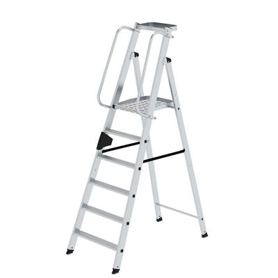PROREGAL Plattformleiter | 6 Stufen | inkl. beidseitigem Handlauf | Aluminium | nivello Leiterschuhe