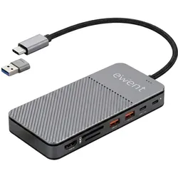 Ewent EW1156 (USB-C, 3 Ports), Dockingstation + USB Hub, Silber