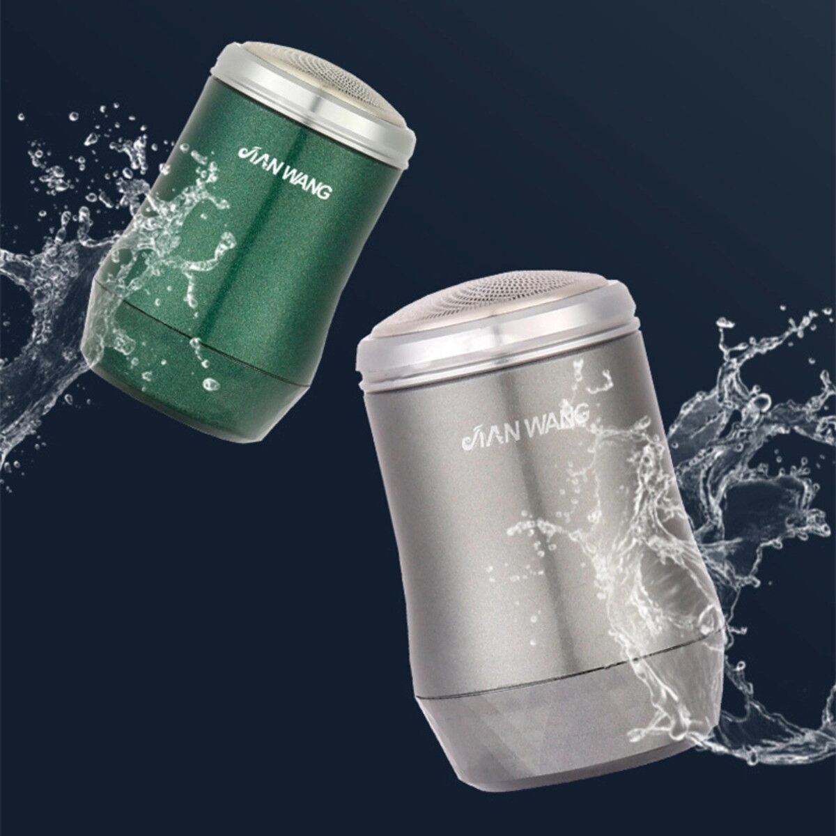 INF Mini USB wiederaufladbarer tragbarer Rasierer – 3-Kopf rotierendes schwimmendes System, Edelstahlklingen, nass und trocken, Grün