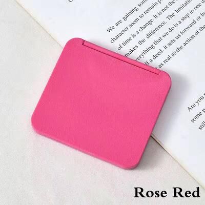 Uplift Picks Cute Double Sided Pocket Mirror Square Folding Makeup Compact rose Red