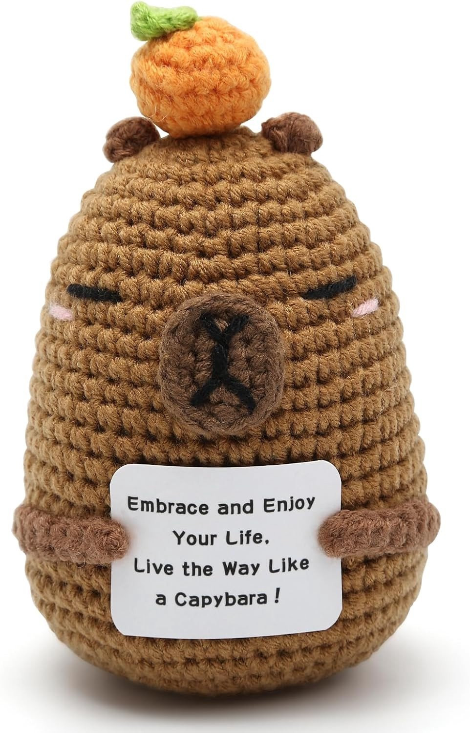 Schattige Capybara Knuffel, Klein Gehaakt Ornament voor Emotionele Steun