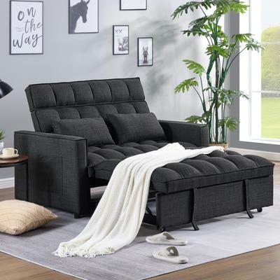 Duhome Elegant Lifestyle "Modern 76.5"" Length Pull Out Tufted Convertible Loveseat Upholstery Reclining Sleeper Sofa Bed"