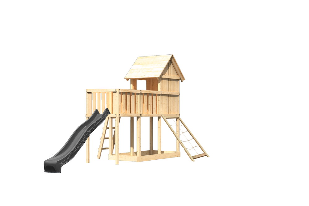 KARIBUHOLZT Spielt. Frieda nat.107x107x291 m.Rutsche+Anbauplf.+Netzrampe 16988414
