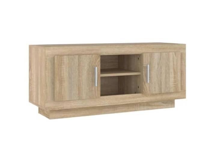 KUPTYERFG TV-Schrank Sonoma-Eiche 102x35x45 cm Holzwerkstoff Fernsehtisch Stilvolles Lowboard in Sonoma-Eiche Optik für Wohnzimmer und Schlafzimmer mit praktischen Fächern für Medienträger.