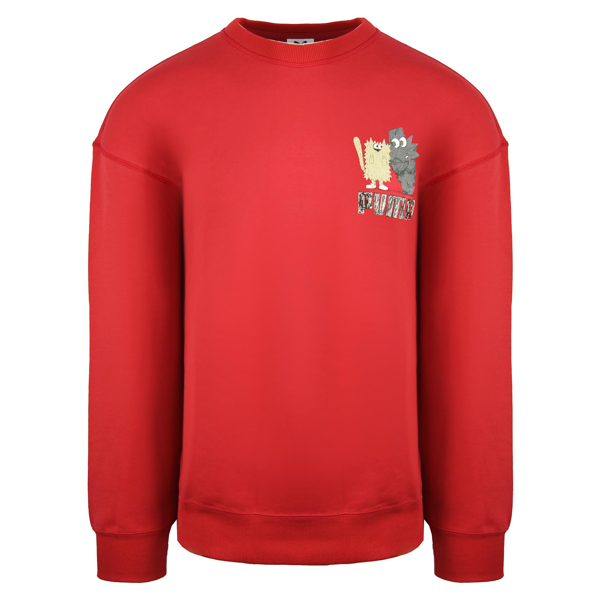 Puma x Michael Lau Lange Mouw Crew Neck Rood Heren Grafisch Sweatshirt 530358 22
