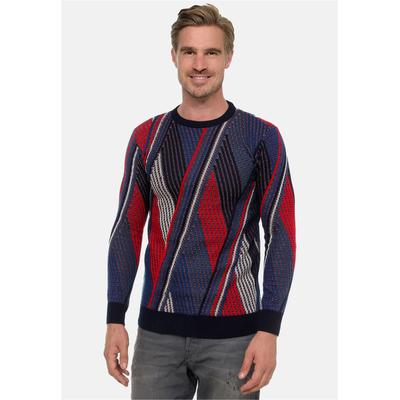 Strickpullover RUSTY NEAL, Herren, Gr. L, blau, 70% Polyacryl, 30% Baumwolle, mehrfarbig, normal, Rundhals, Pullover Strickpullover, im Colorblock-Design