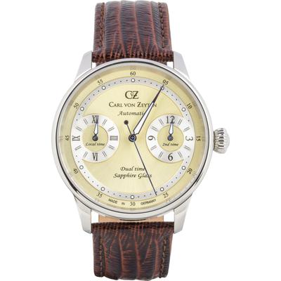 Automatikuhr CARL VON ZEYTEN "Schönmünzach", braun (braun, beige), Armbanduhren, Herren, Automatikuhr, Armbanduhr, mechanische Uhr, Herrenuhr, Made in Germany, Dualzeit