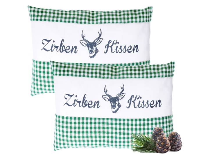 2er-Set Zirbenkissen Vichy Grün 26 x 19 cm