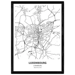 POSTER Karte Von Luxemburg - Luxemburg A3 Rahmenlos