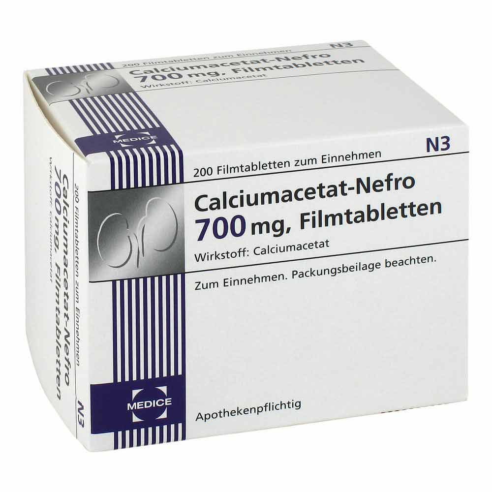 MEDICE Arzneimittel Pütter GmbH&Co.KG Calciumacetat Nefro 700 mg Filmtabletten 04133229