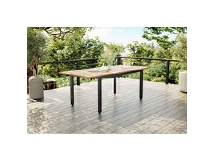 B-Ware: Villana Tasmania Ausziehtisch, Schwarz, Aluminium/Eukalyptus, 150 / 200 x 90 cm, robust, witterungsbeständig, ausziehbar, FSC®-zertifiziertes Produkt