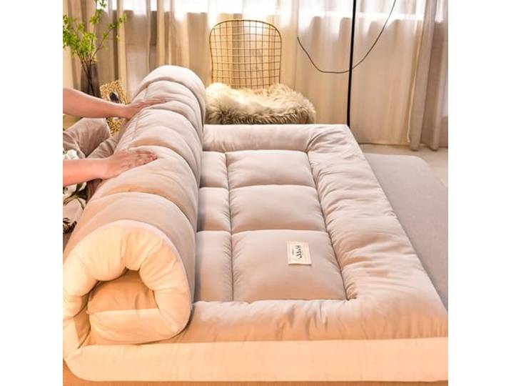 ZASEZOD Roll Up Futon Matratze, Tatami Matte, Klappbare Gästematratze, Futon Bett, Floor Mattress, Japanese Bed, Tatami Matratze, Bodenmatratze für Gäste und Outdoor(Gray,180x200cm)