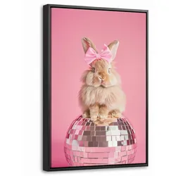LEINWAND Bilder mit Rahmen - Schleife - Discoball - Kaninchen - 20x30