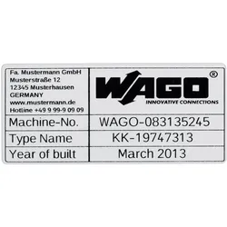 Wago, Etiketten, Typenschilder 70x33mm si
