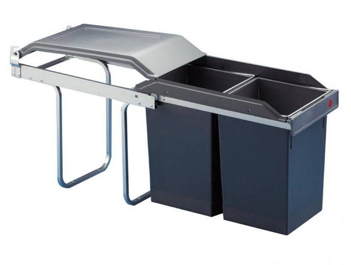 Hailo Einbaumülleimer Hailo Tandem Mülleimer Küche Einbau 30-90cm Schrank 2x 15 L Teilauszug, siehe Beschreibung