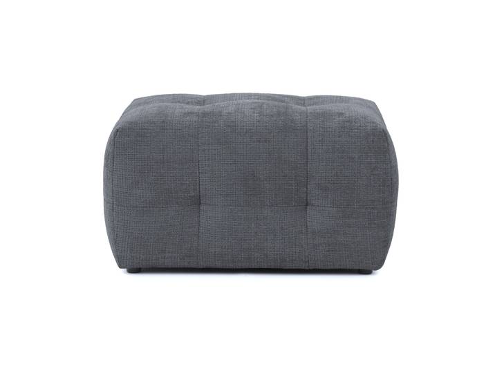 Polsterhocker m. raffinierten Steppungen zu passendem Sofa, Chenille-Bezug Grau / 21058