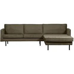 Ecksofa Chaiselongue Rodeo Struktursamt, modern, rechts, dunkelgrün, bequem für 4-5 Personen