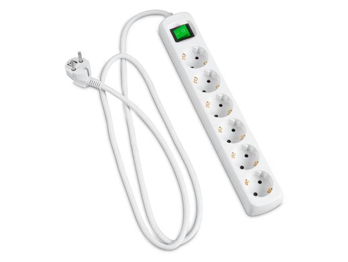 Steckdosenleiste HAMA Steckdosenleiste 6 fach, mit Schalter, Mehrfachsteckdose, 3 m , weiß, B:5cm H:34cm T:5cm, Kunststoff, Steckdosenleisten, Steckdosenleiste