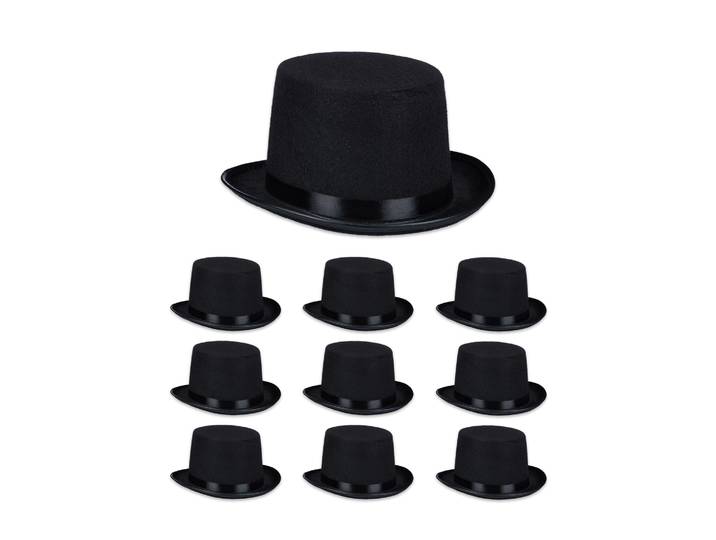 Zylinder Hut 10er-Set Schwarz