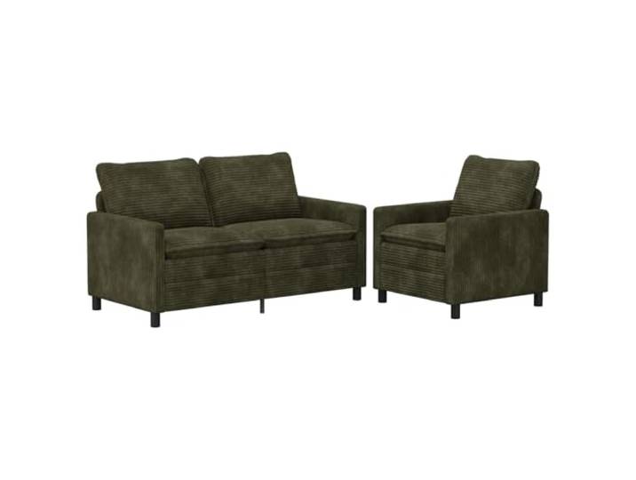 hliofuir Sofagarnitur 2-Teilig Grün Polstersofa mit Metallrahmen Ergänzen Sie Ihr Wohnzimmer mit diesem modernen 2er Set. Weiche Polyesterkissen und pflegeleichte abnehmbare Bezüge.