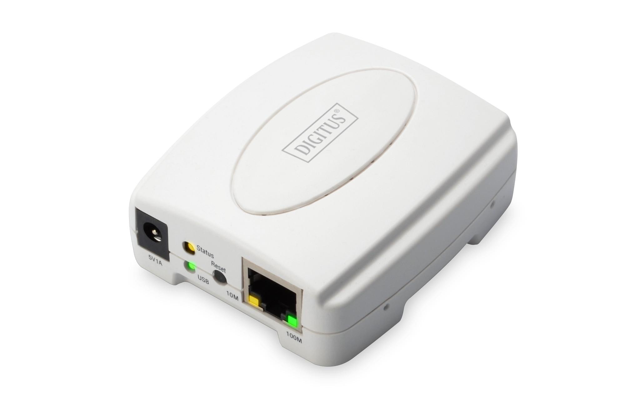 DIGITUS Fast Ethernet Print Server, USB 2.0 weiß DN-13003-2