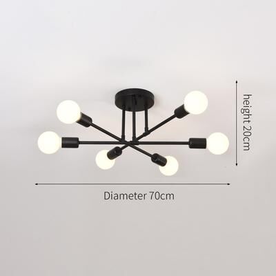 Smart Shopping Spot Industrial Wrought Iron LED Ceiling Lamp Modern Vintage 6 Head Light For Living Room, Dining Room & Home Decor black