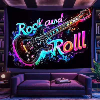 Inspire Picks VIKAMA Neon Rock Guitar Tapestry Electric Music Wall Decor For Bold Spaces zbu 1 75x58cm(2.5x1.9ft