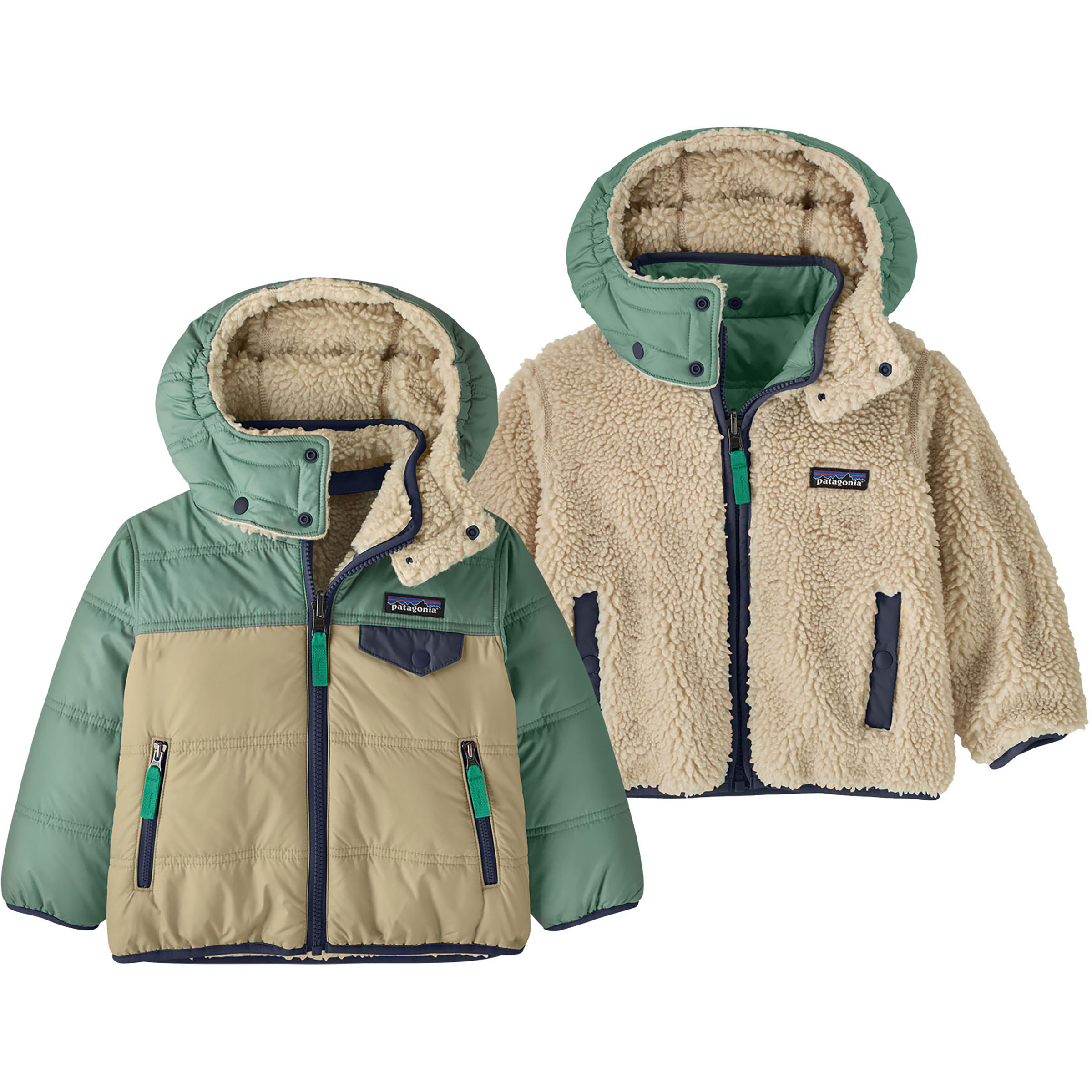 Patagonia Baby Reversible Tribbles Kinder Isolationsjacke beige Größe 97 Lifestyle Windabweisend Wasserabweisend