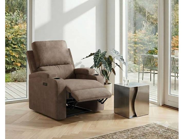 Relaxsessel OTTO HOME NAPORI Microfaser, Kinosessel, Multimedia-Sessel , braun (taupe), B:87cm H:105cm T:94cm, 100% Polyester, Sessel, Relaxsessel, TV-Sessel mit manueller u elektrischer Relaxfunktion u. Getränkehalter