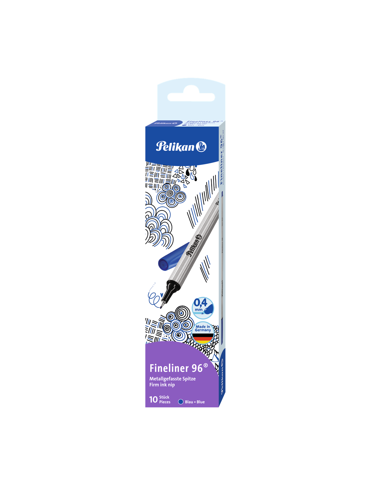 Pelikan Fineliner 96, blau, Faltschachtel mit 10 Stück